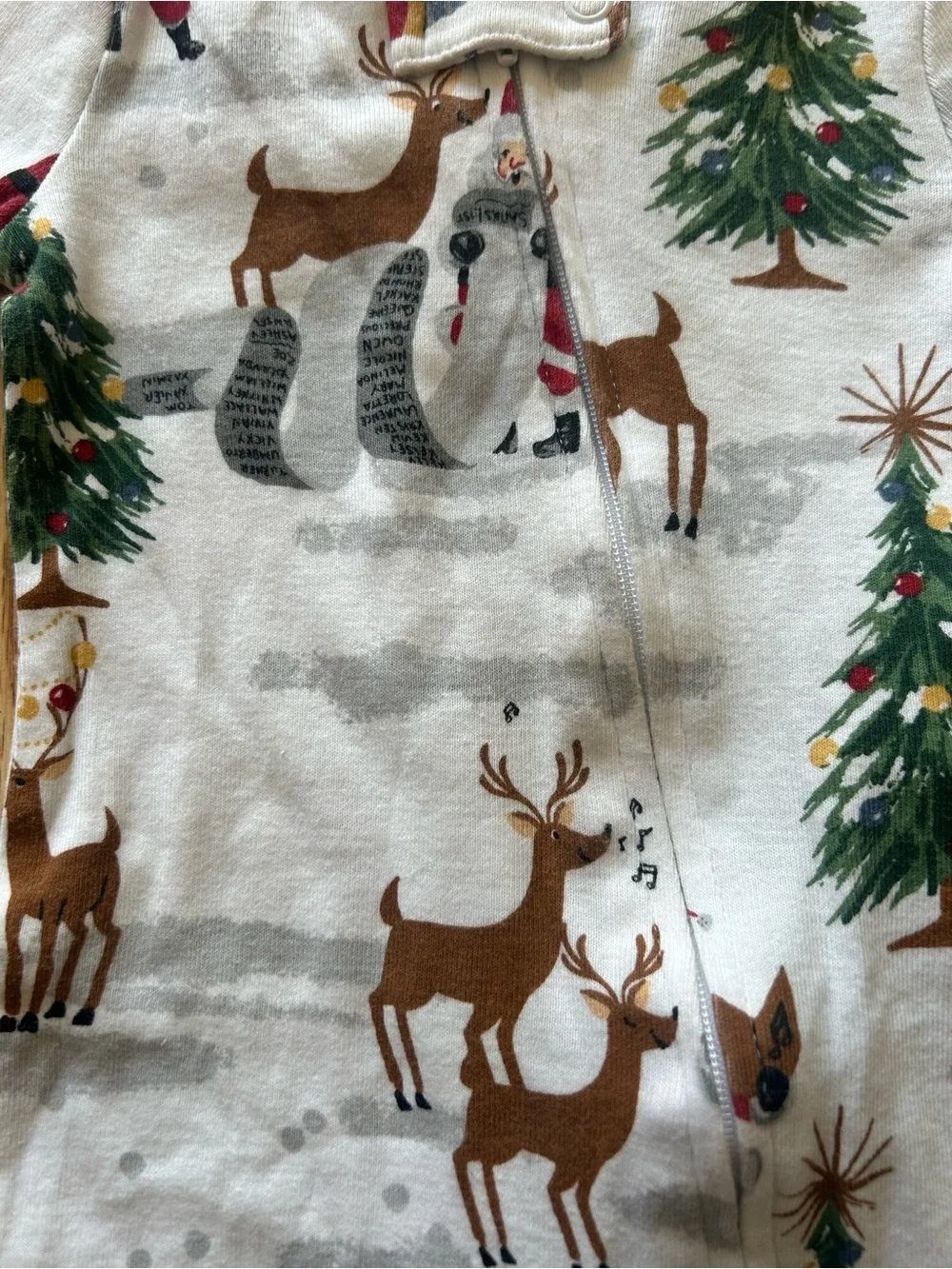 Pottery Barn Kids Holiday Reindeer & Tree Footie One Piece Pajamas Size 0-3 mos.